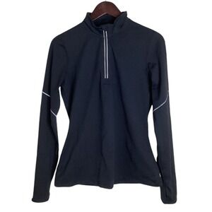 Fabletics Womens Black Quarter Zip Long Sleeve Athletic Top Size M